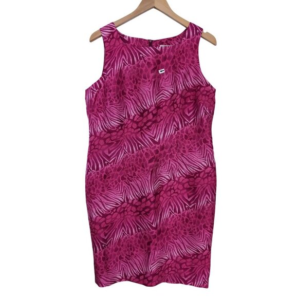 Robbie Bee Silk Shift Dress Womens‎ 14 Petite Pink Animal Print Sleeveless - Picture 4 of 10
